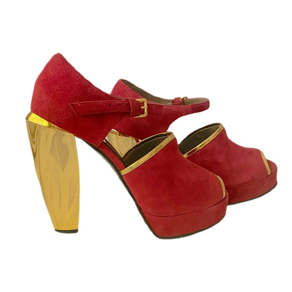 Marni Peep Toe Platform with Mirrored Heel - Picture 3 of 9